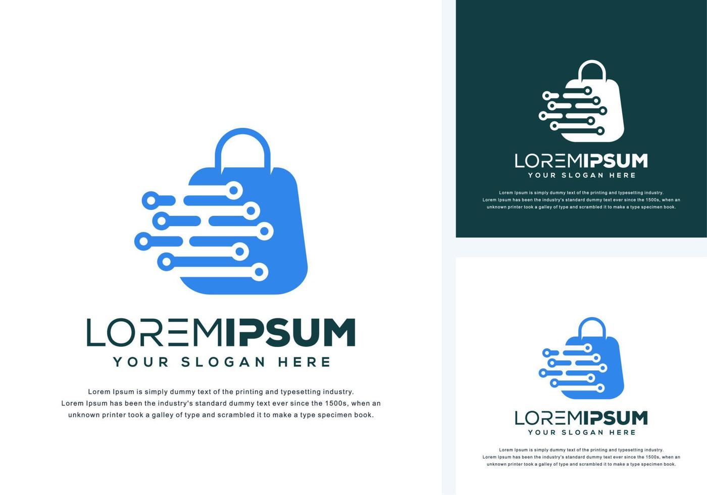 abstract bag and tech logo design vector