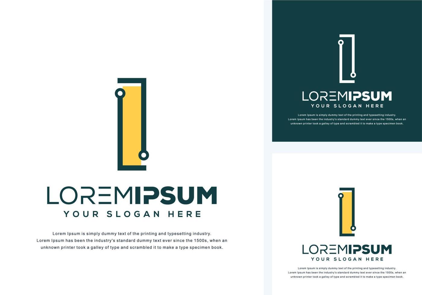 abstract letter i with tech logo design vector