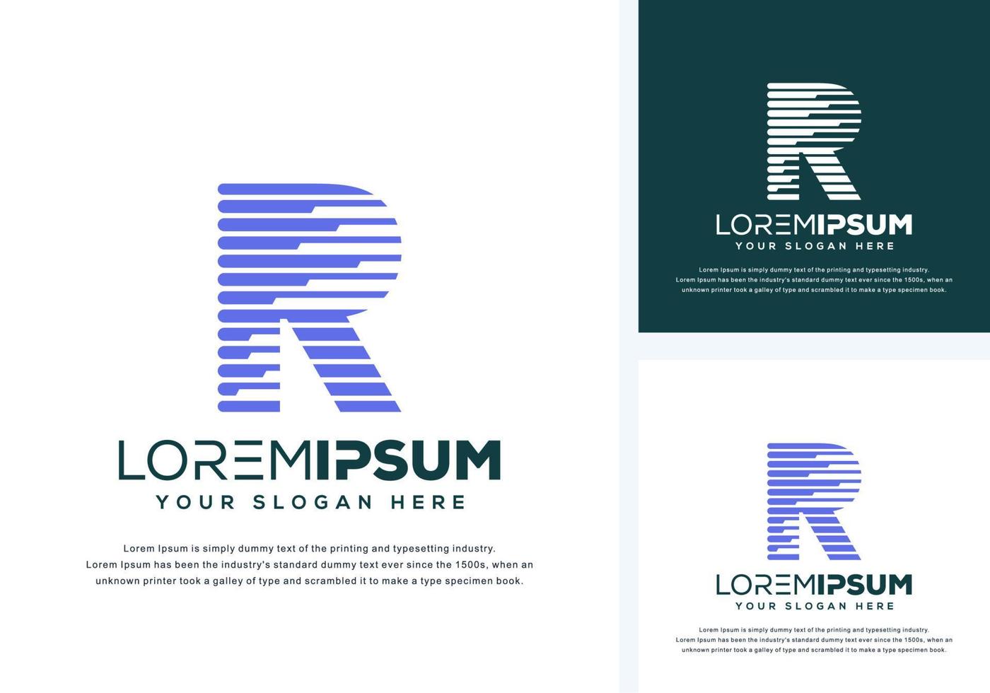 modern letter r with tech logo design vector