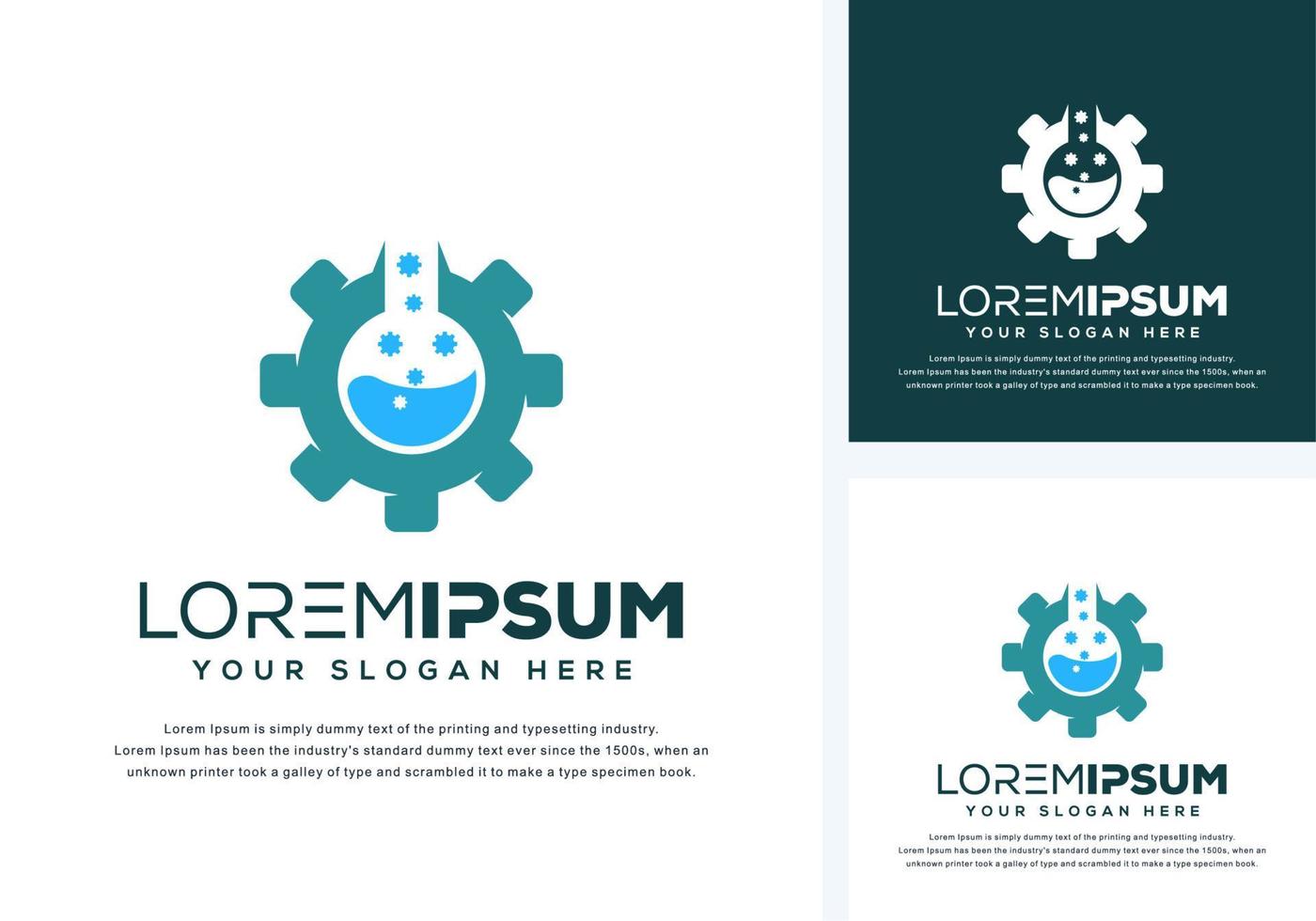 abstract gear and lab logo design vector
