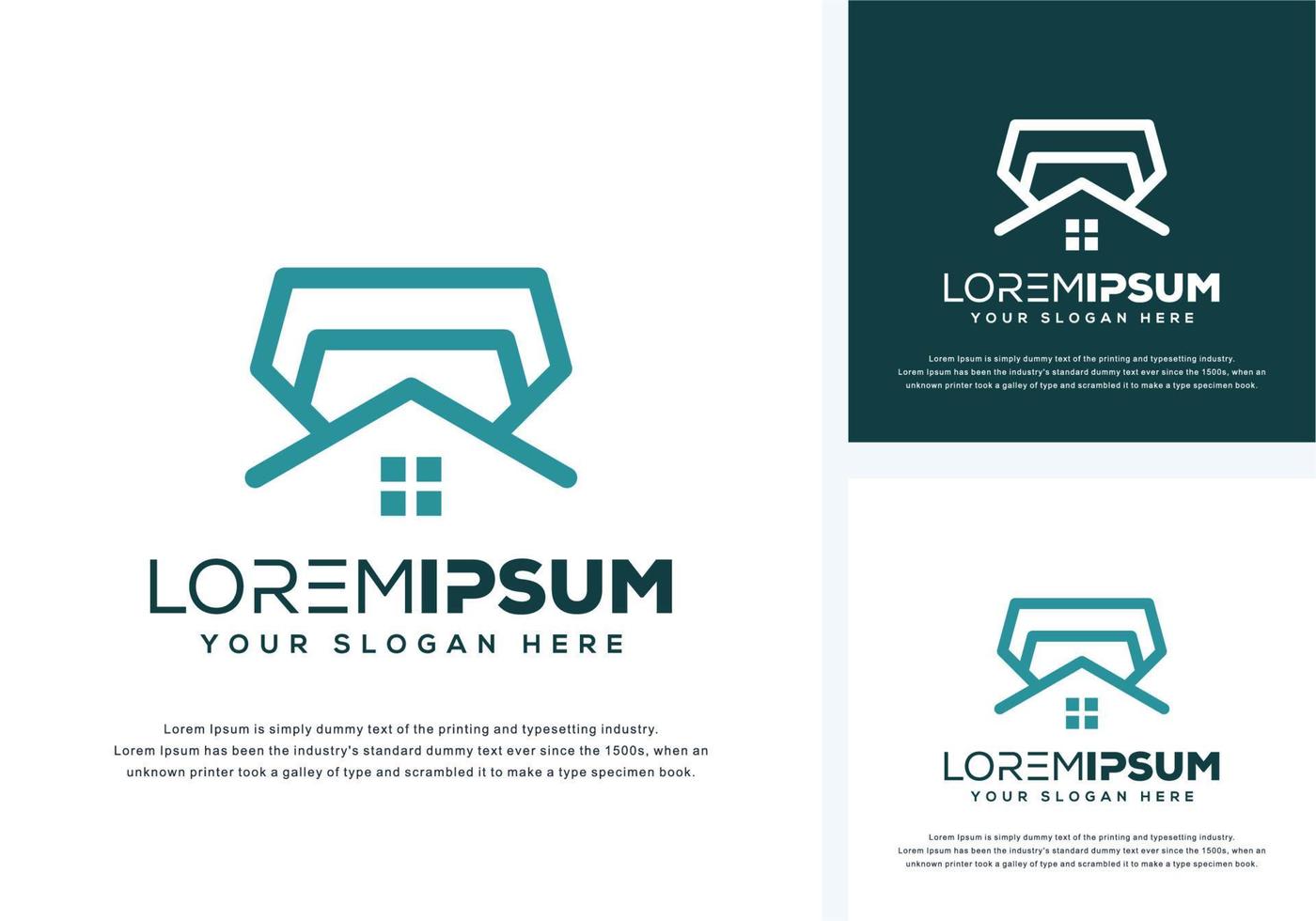 abstract diamond and house logo design vector