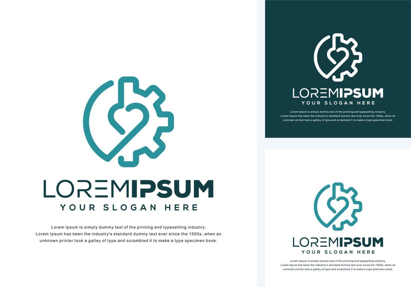 abstract gear and love logo design vector