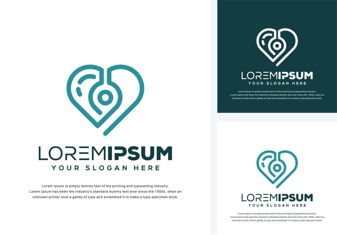 abstract love and pin logo design vector