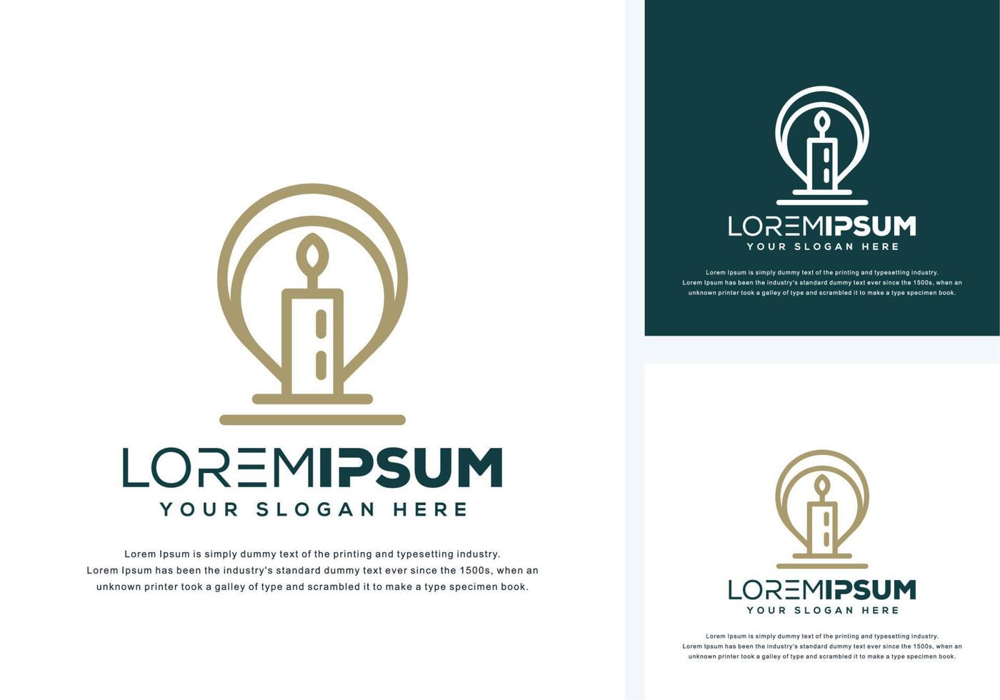 abstract pin and candle logo design vector