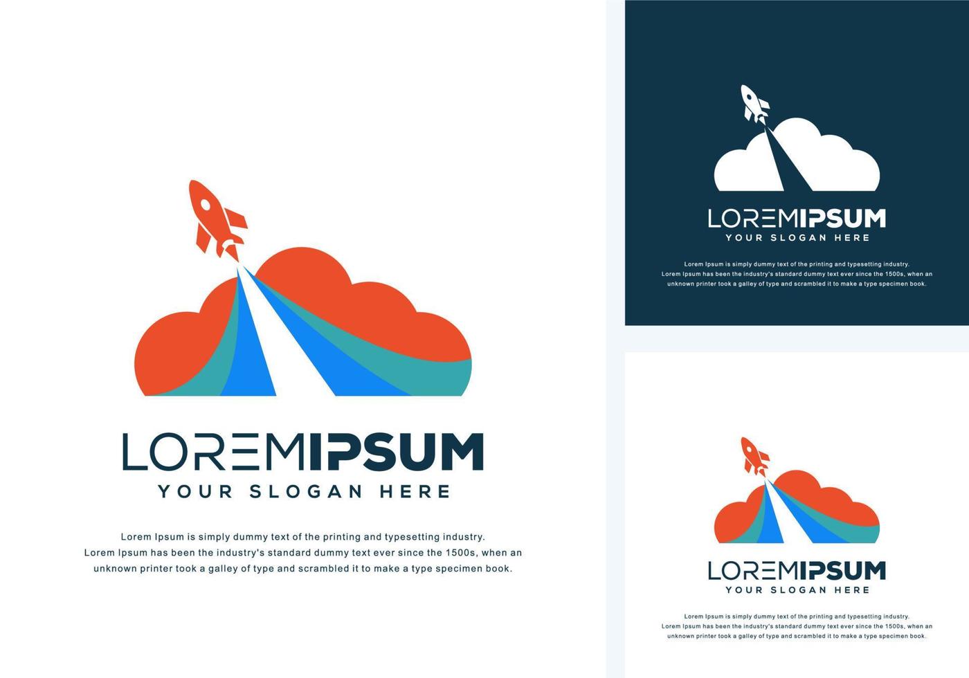 cloud and rocket logo design vector