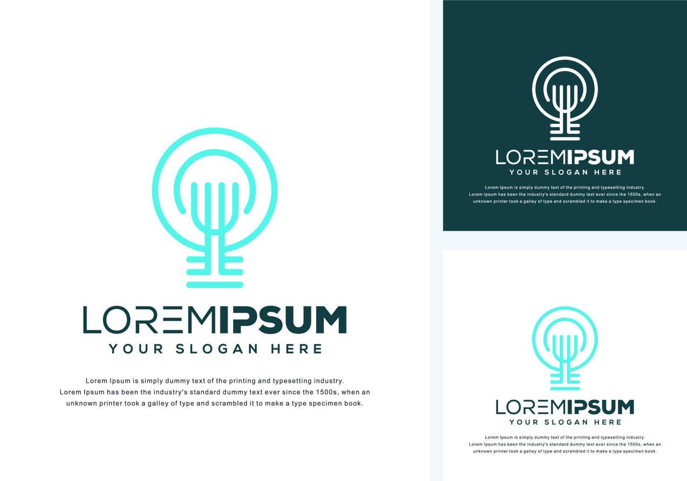 abstract bulb and fork logo design vector