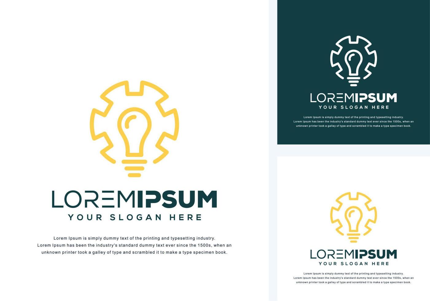 abstract bulb and gear logo design vector
