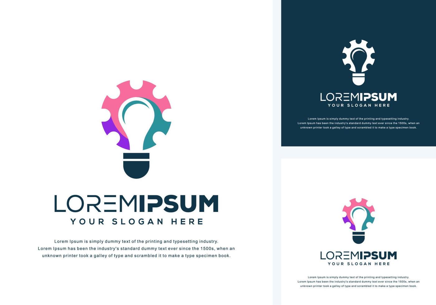 bulb and gear logo design vector