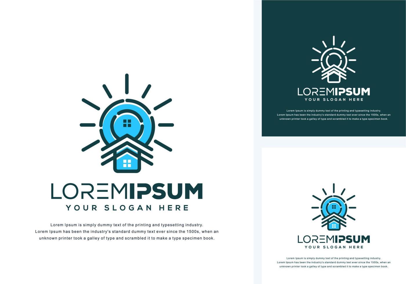 abstract bulb and house logo design vector