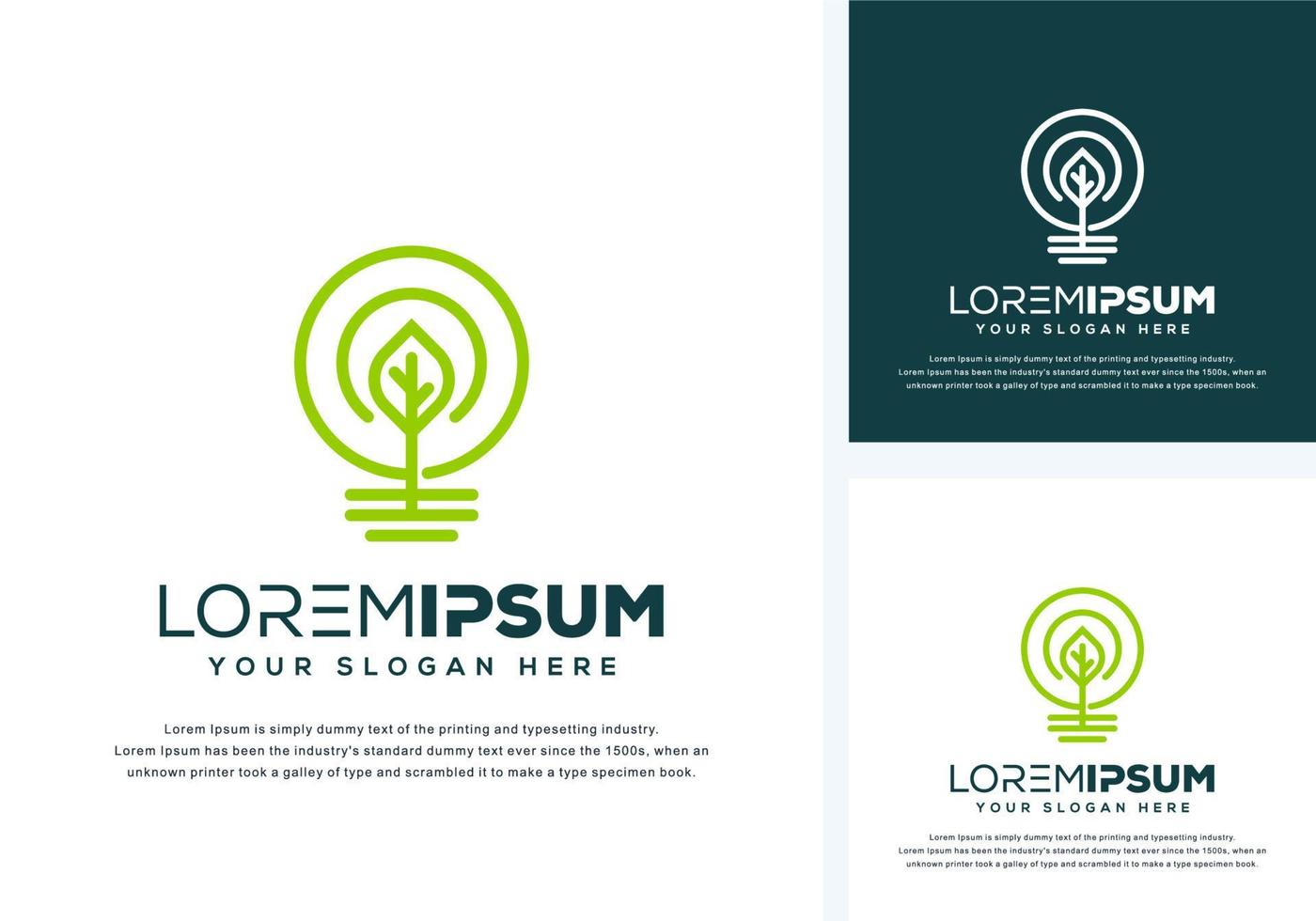 abstract bulb and leaf logo design vector