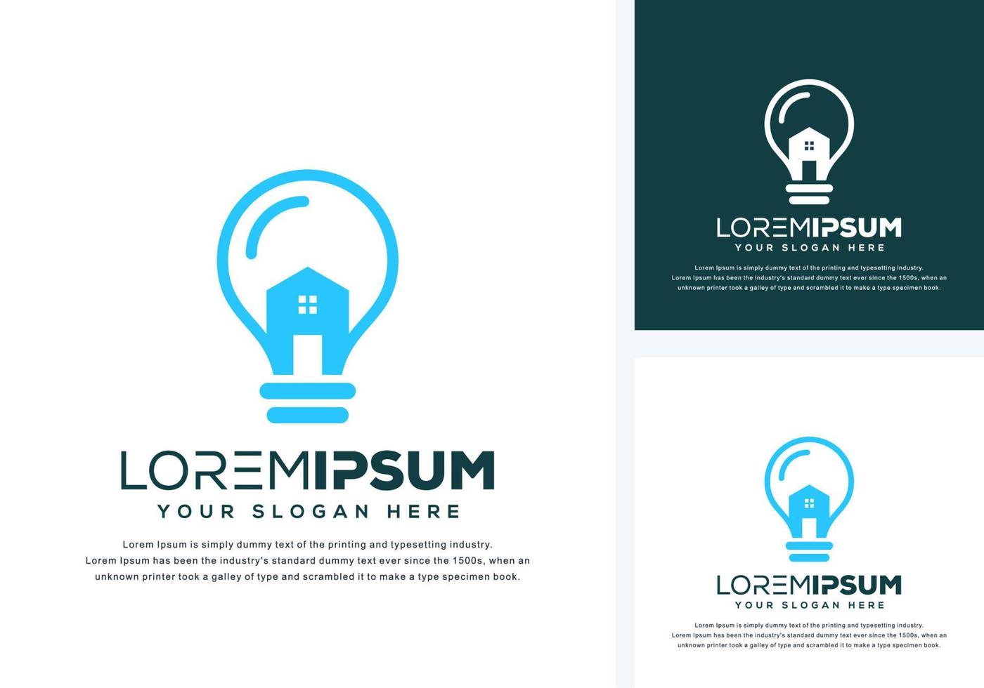 abstract bulb and house logo design vector