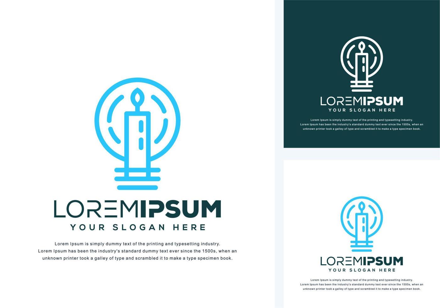 bulb and candle logo design vector