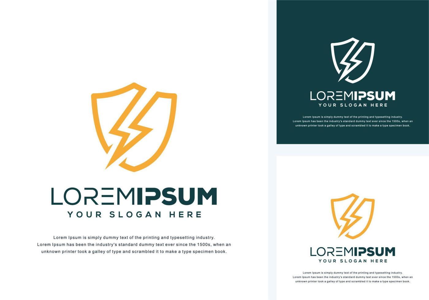 shield and thunder logo design vector