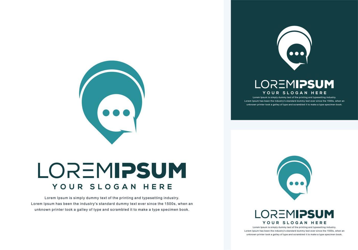 abstract pin and chat logo design vector