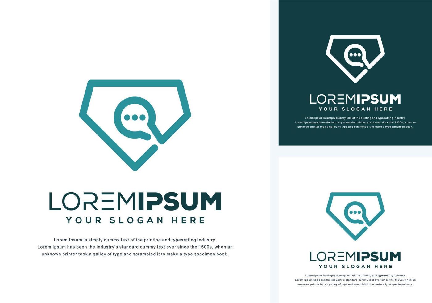 abstract diamond and chat logo design vector