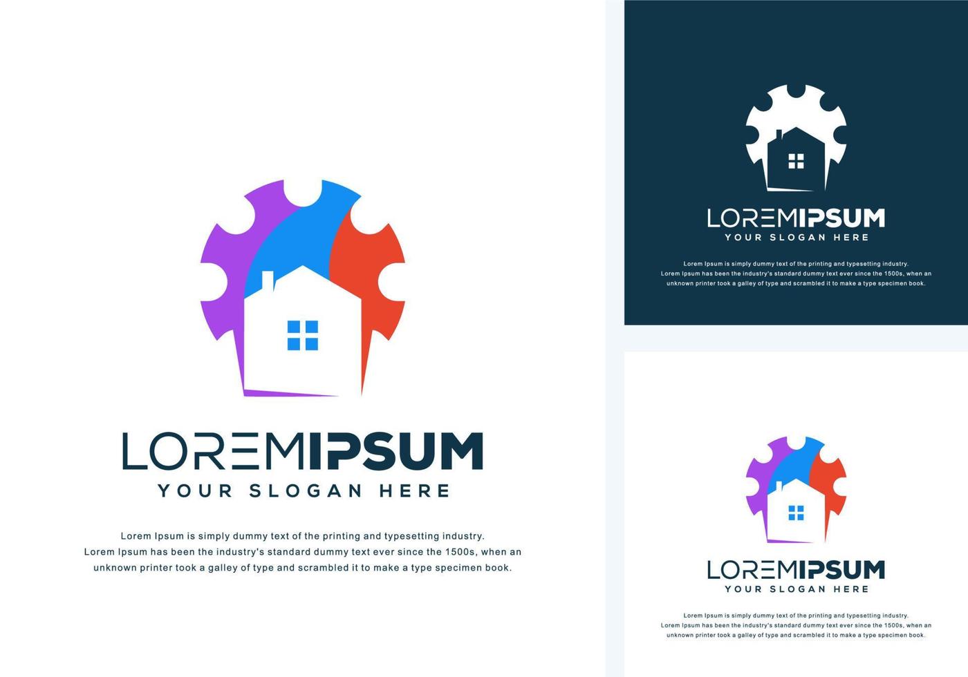 gear and house logo design vector