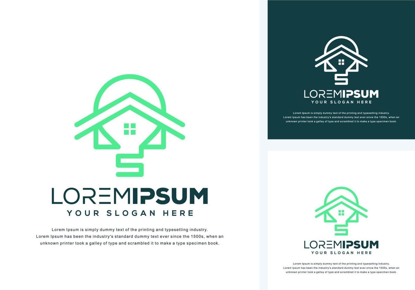 abstract bulb and house logo design vector