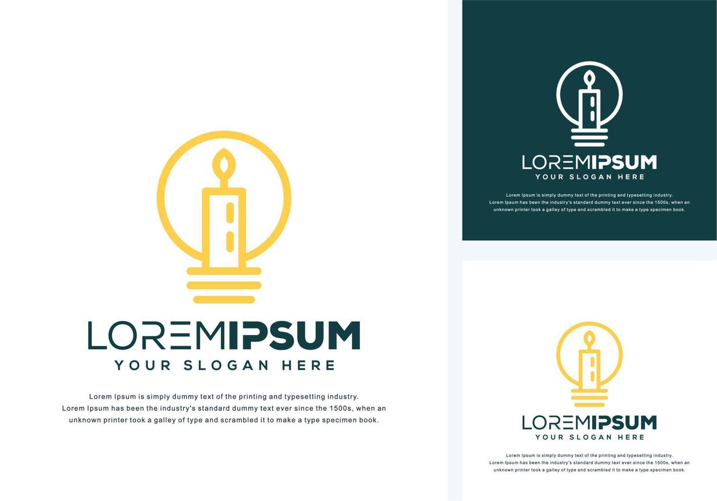 abstract bulb and candle logo design vector
