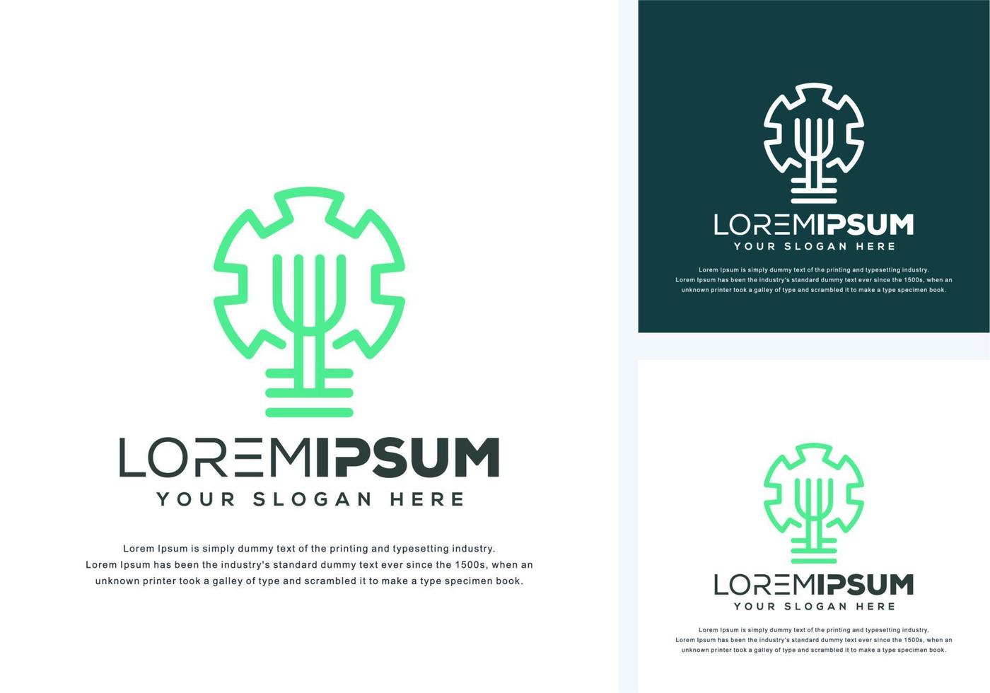 abstract bulb and gear logo design vector