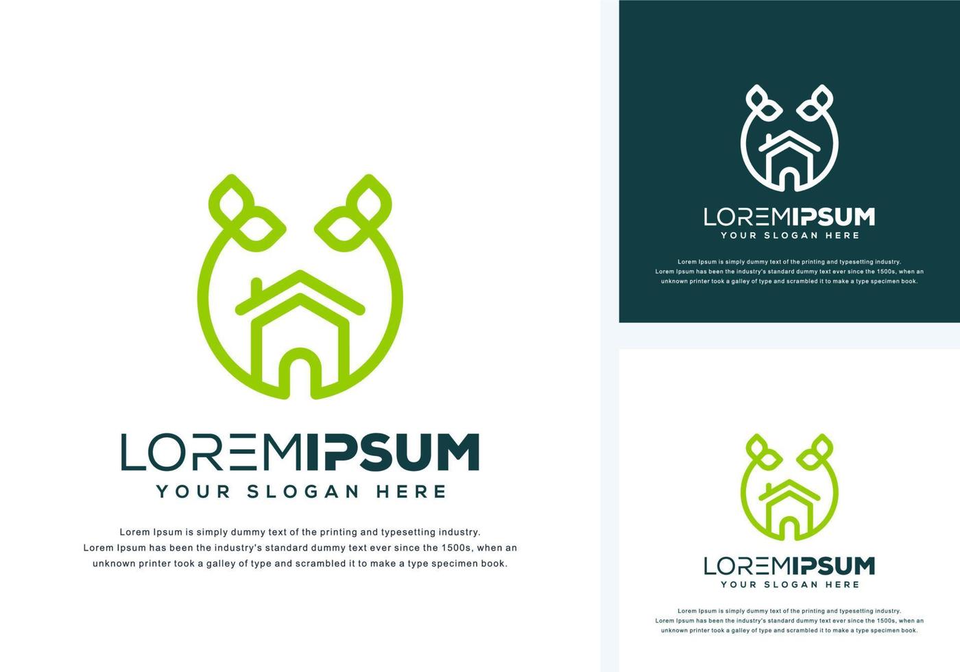 abstract house and leaf logo design vector