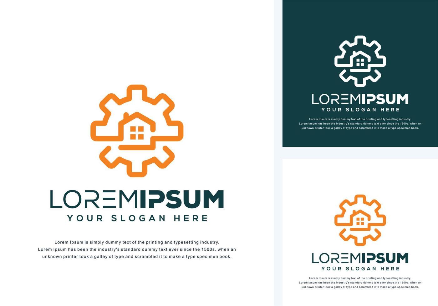 gear and house logo design vector