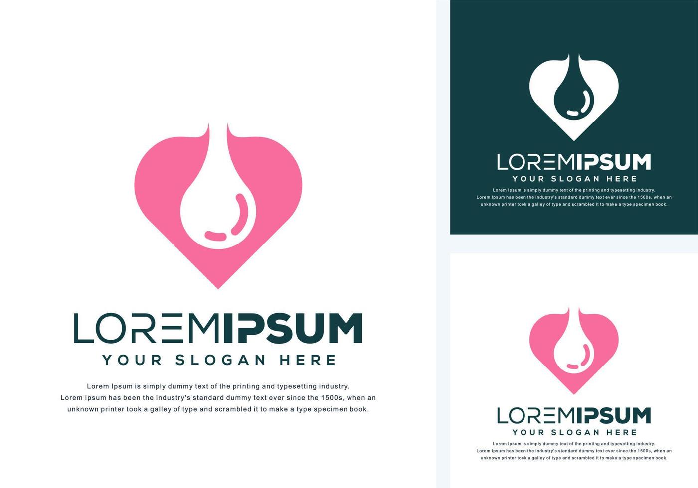 abstract love and drop logo design vector