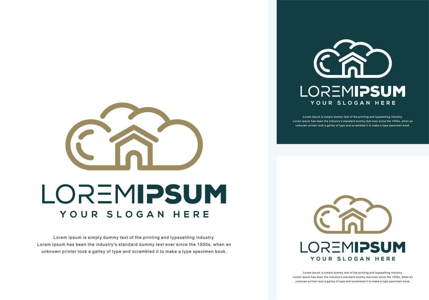 abstract cloud and house logo design vector