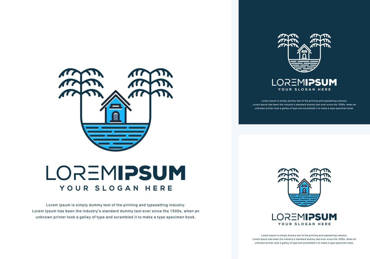 abstract tree and house logo design vector