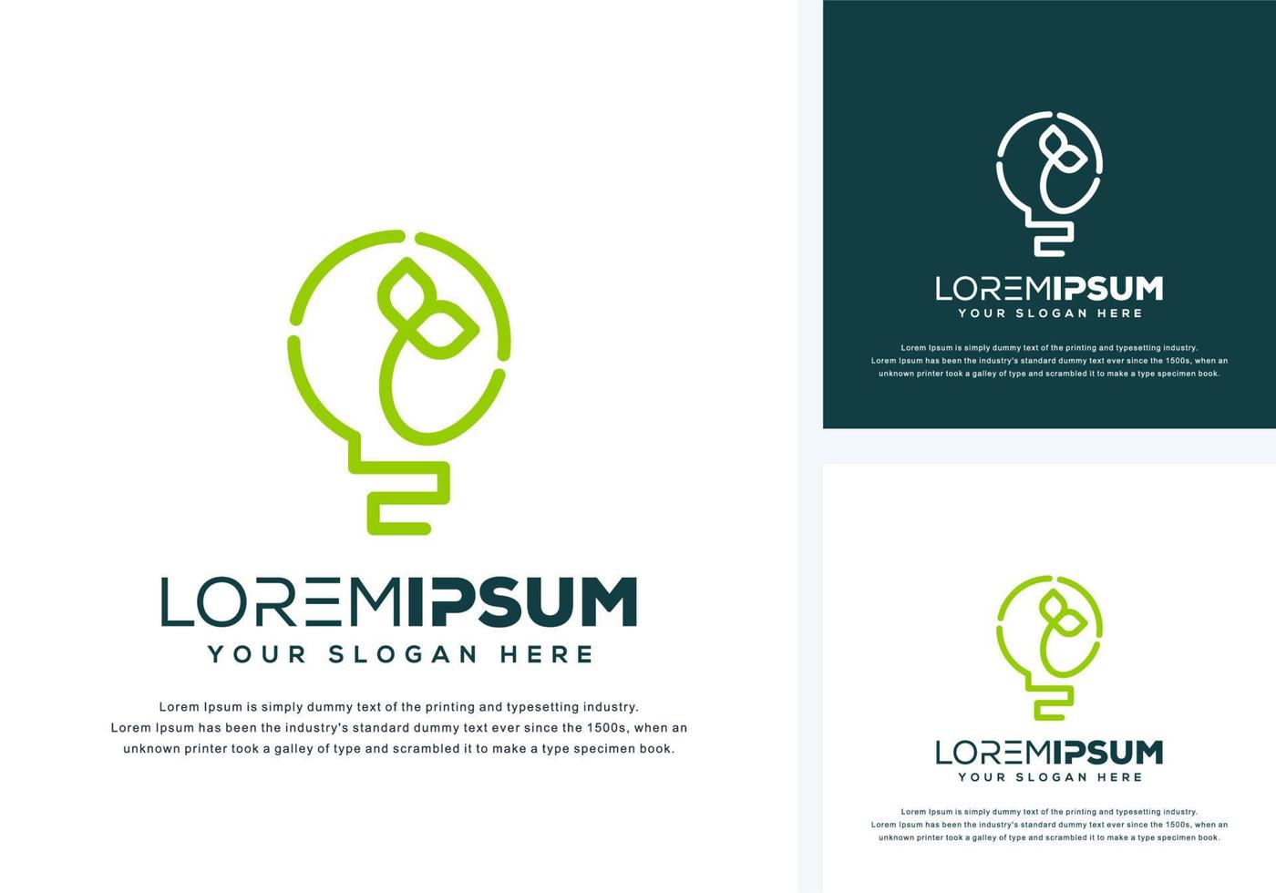 abstract bulb and leaf logo design vector