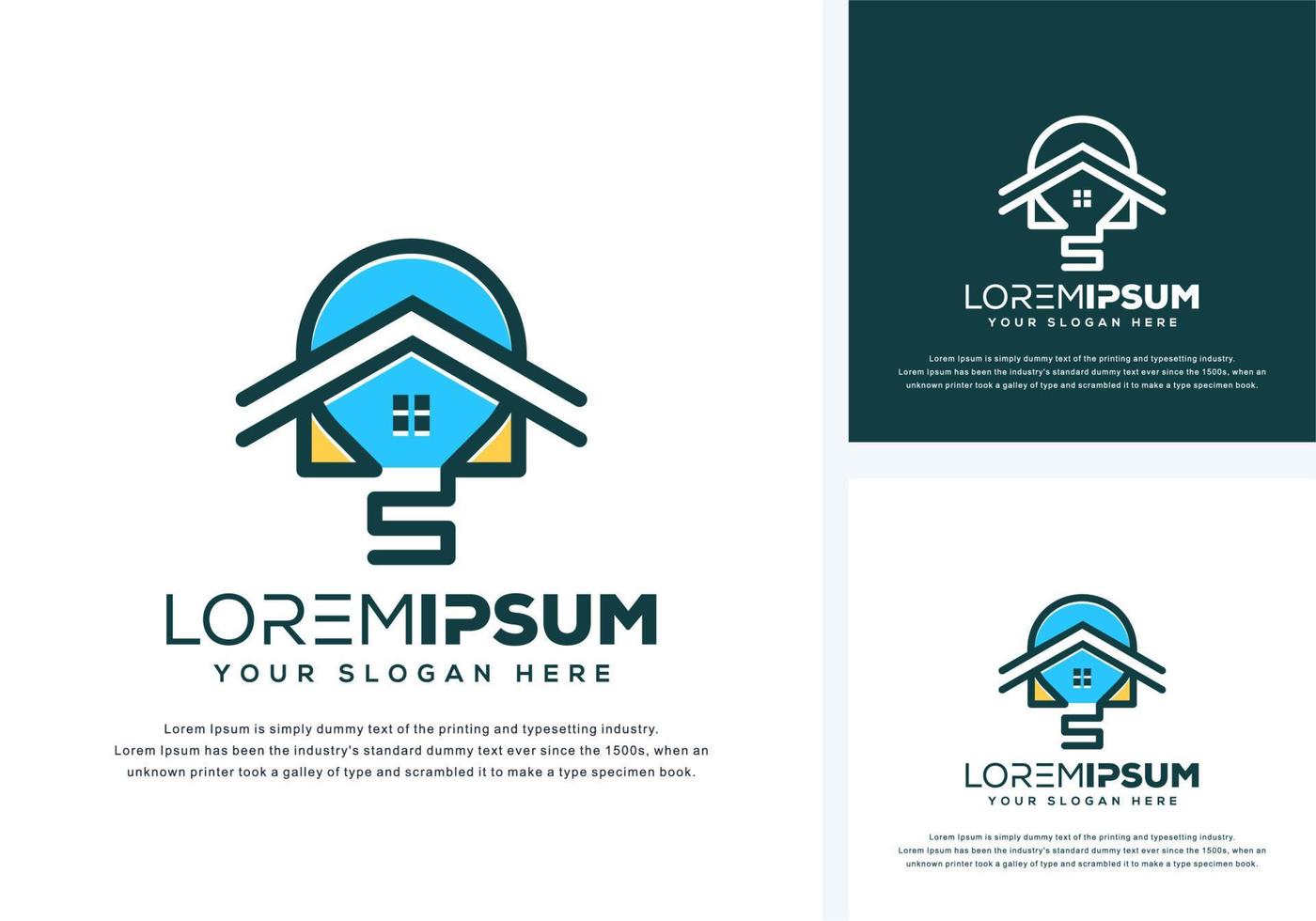 abstract bulb and house logo design vector