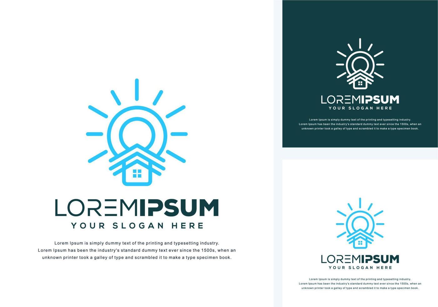 abstract bulb and house logo design vector