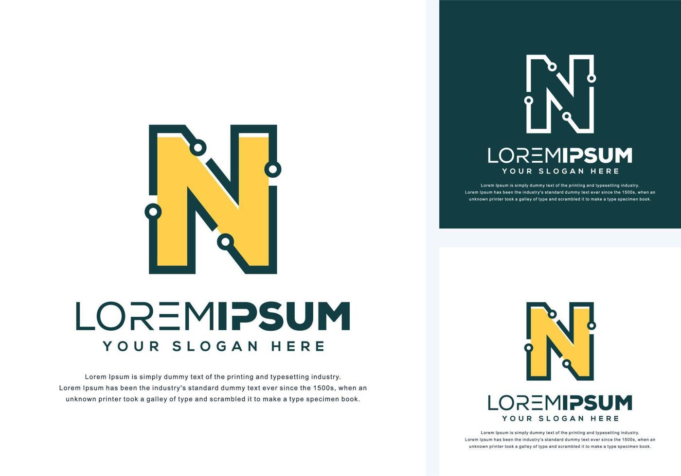 abstract letter n with tech logo design vector