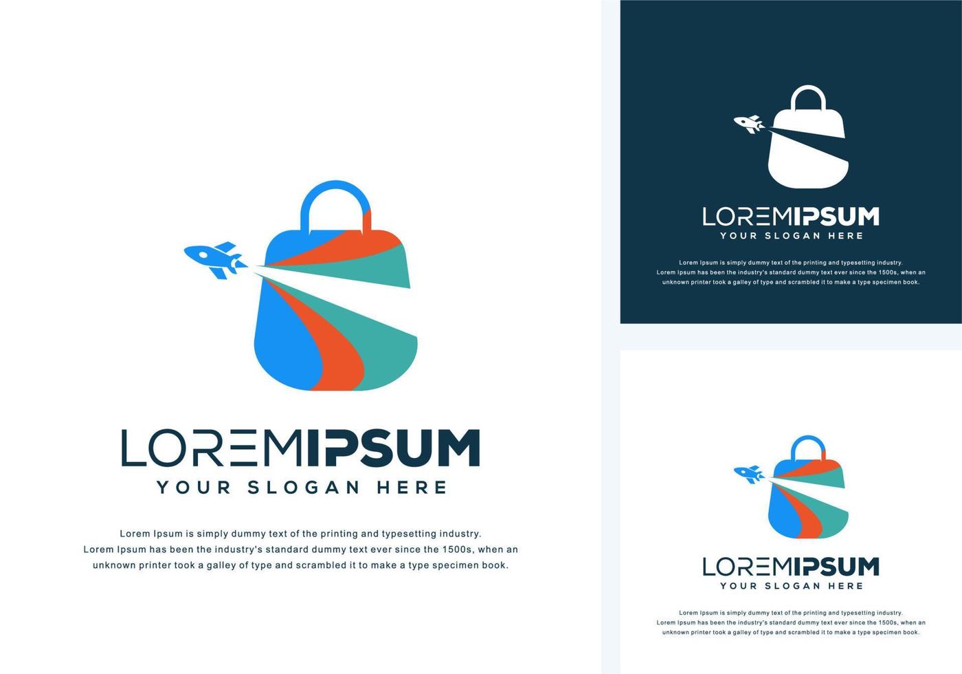 modern bag and rocket logo design vector