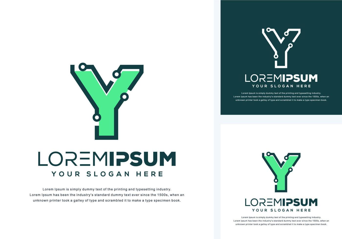 abstract letter y with tech logo design vector