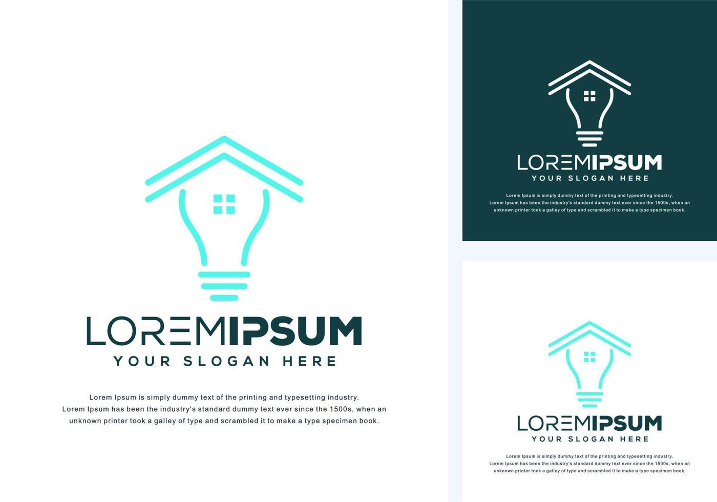 abstract bulb and house logo design vector