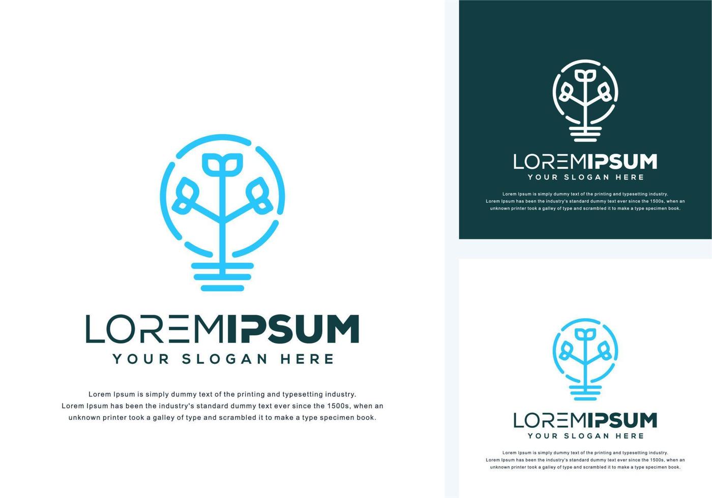 abstract bulb and leaf logo design vector
