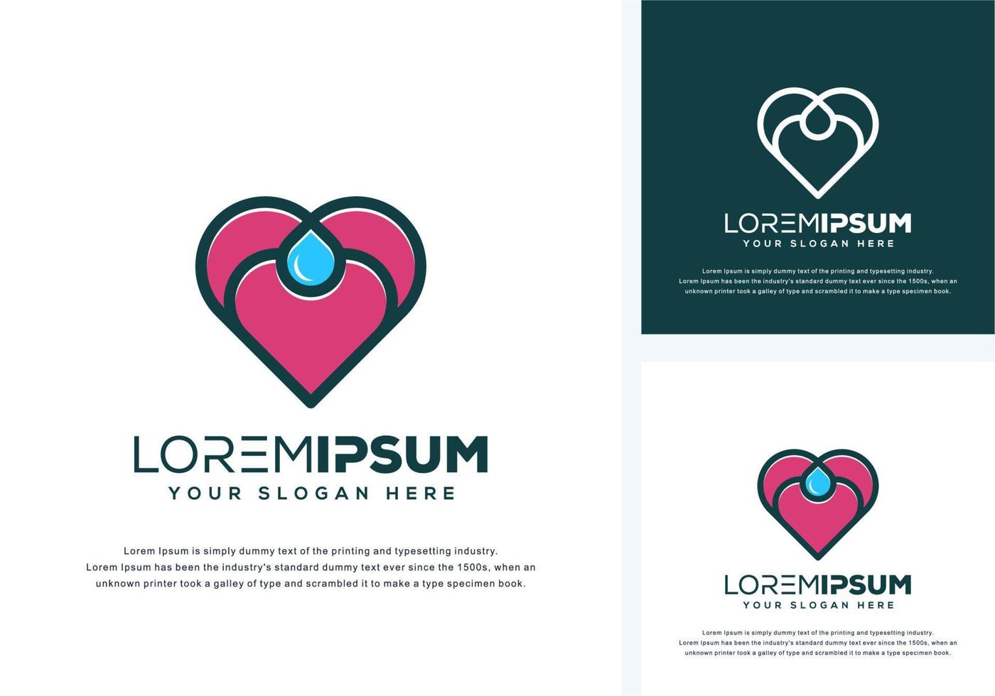 abstract love and drop logo design vector