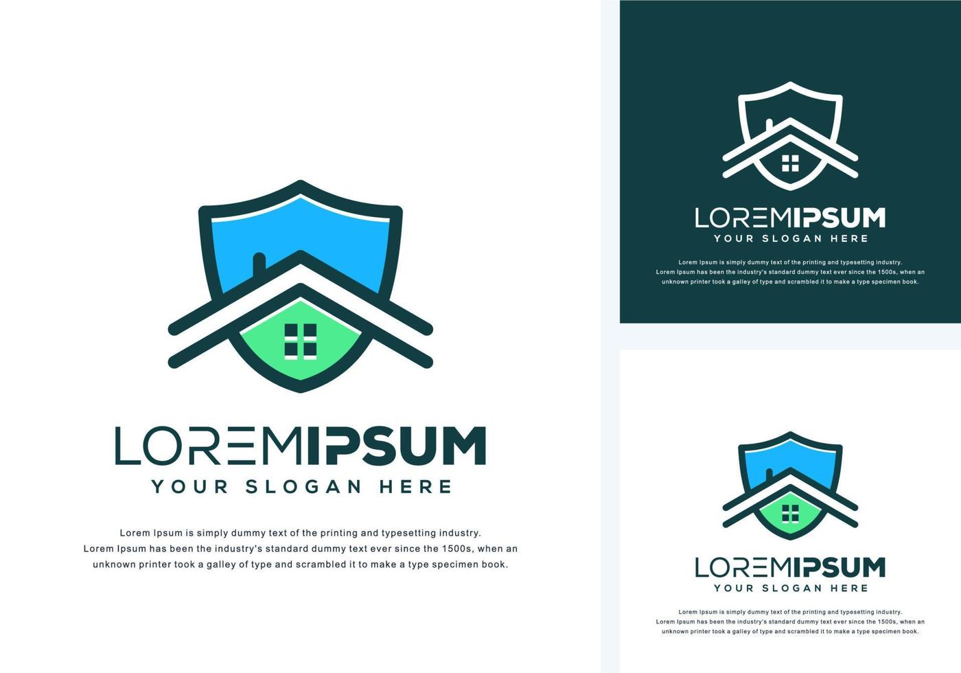 abstract shield and house logo design vector