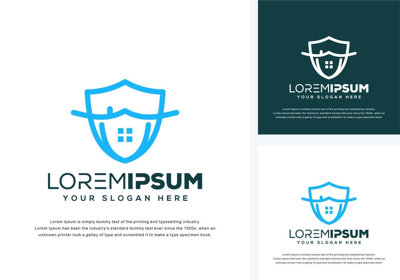 abstract shield and house logo design vector