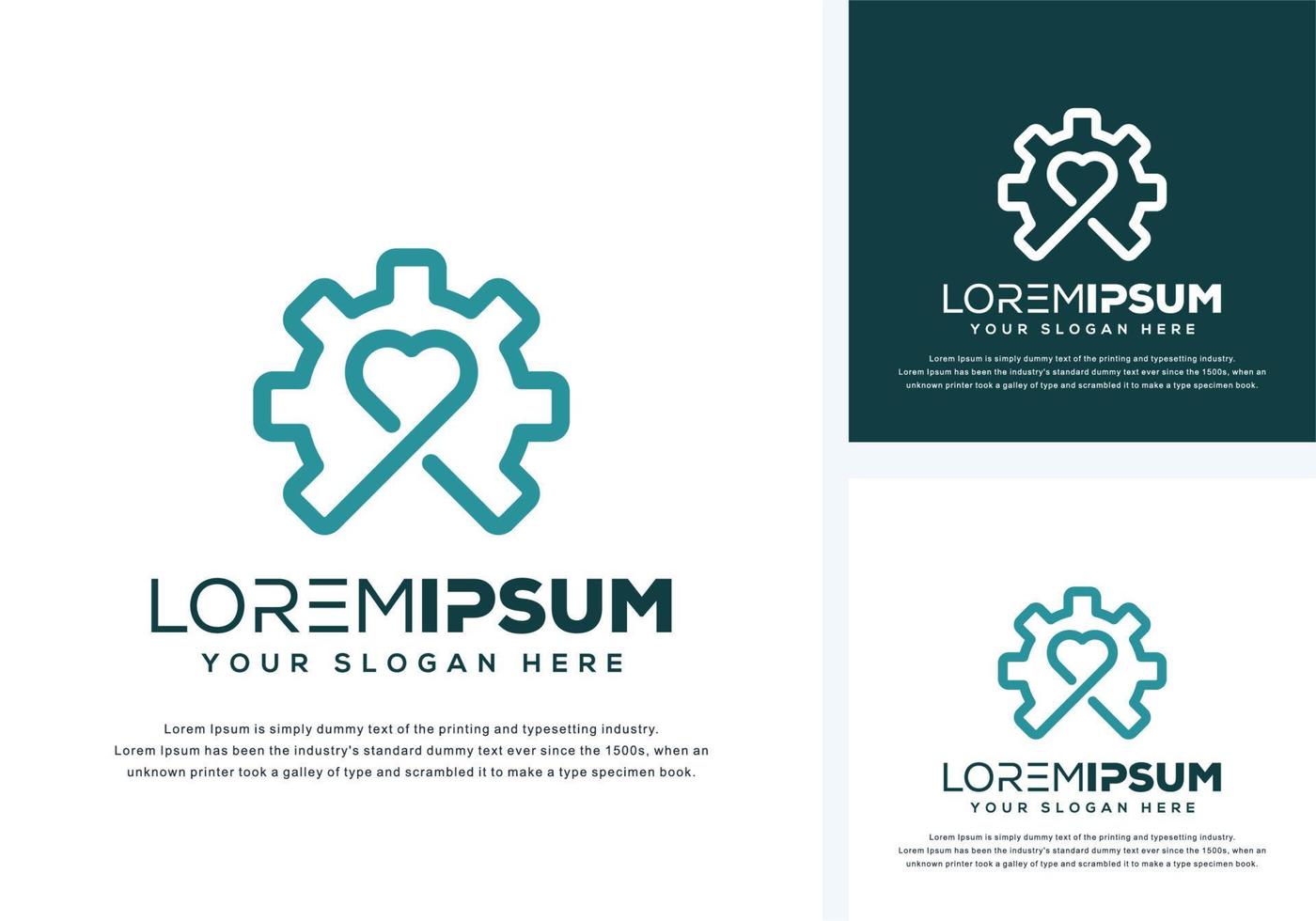 abstract gear and love logo design vector
