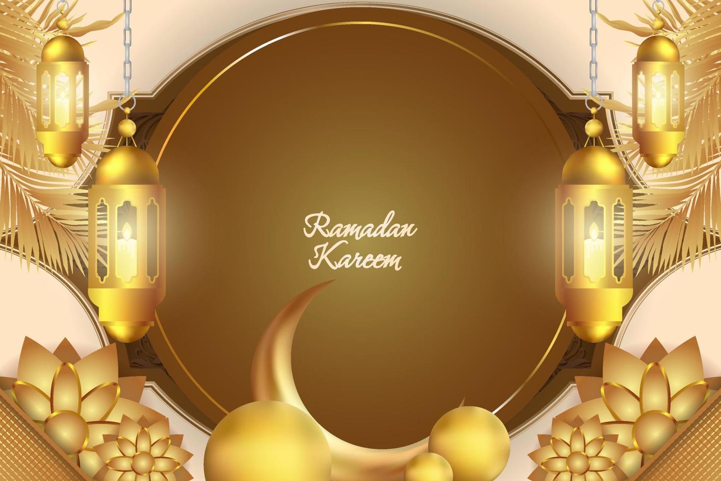 Background Ramadan Kareem Islamic soft brown and gold vector