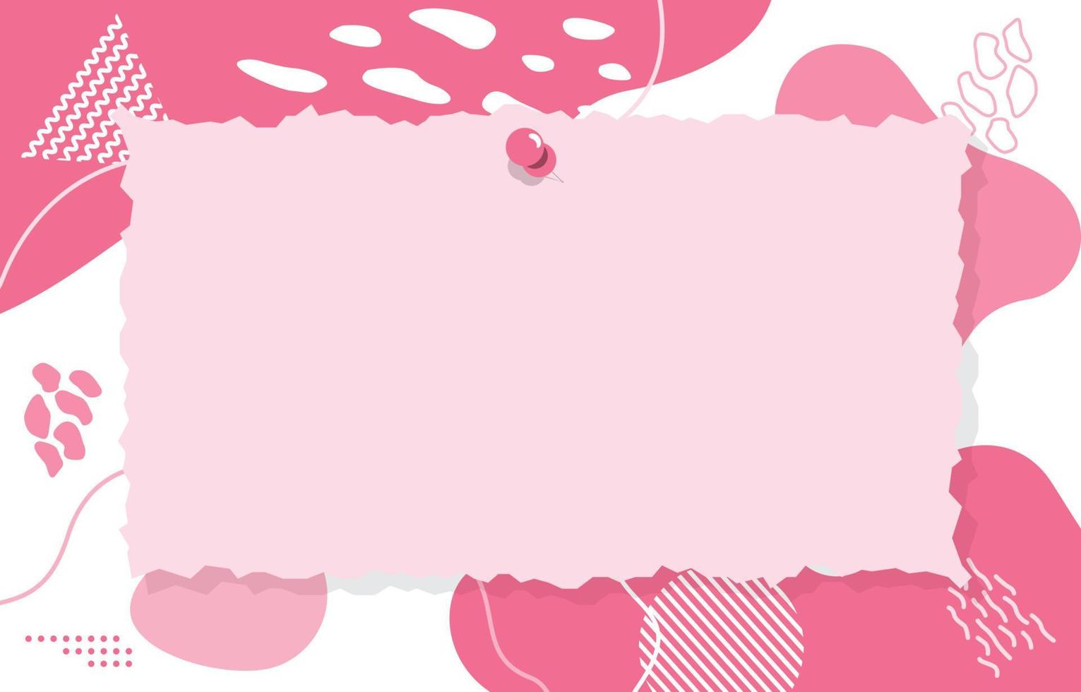 Pinned Paper Note on Abstract Pink Cute Memphis Background vector