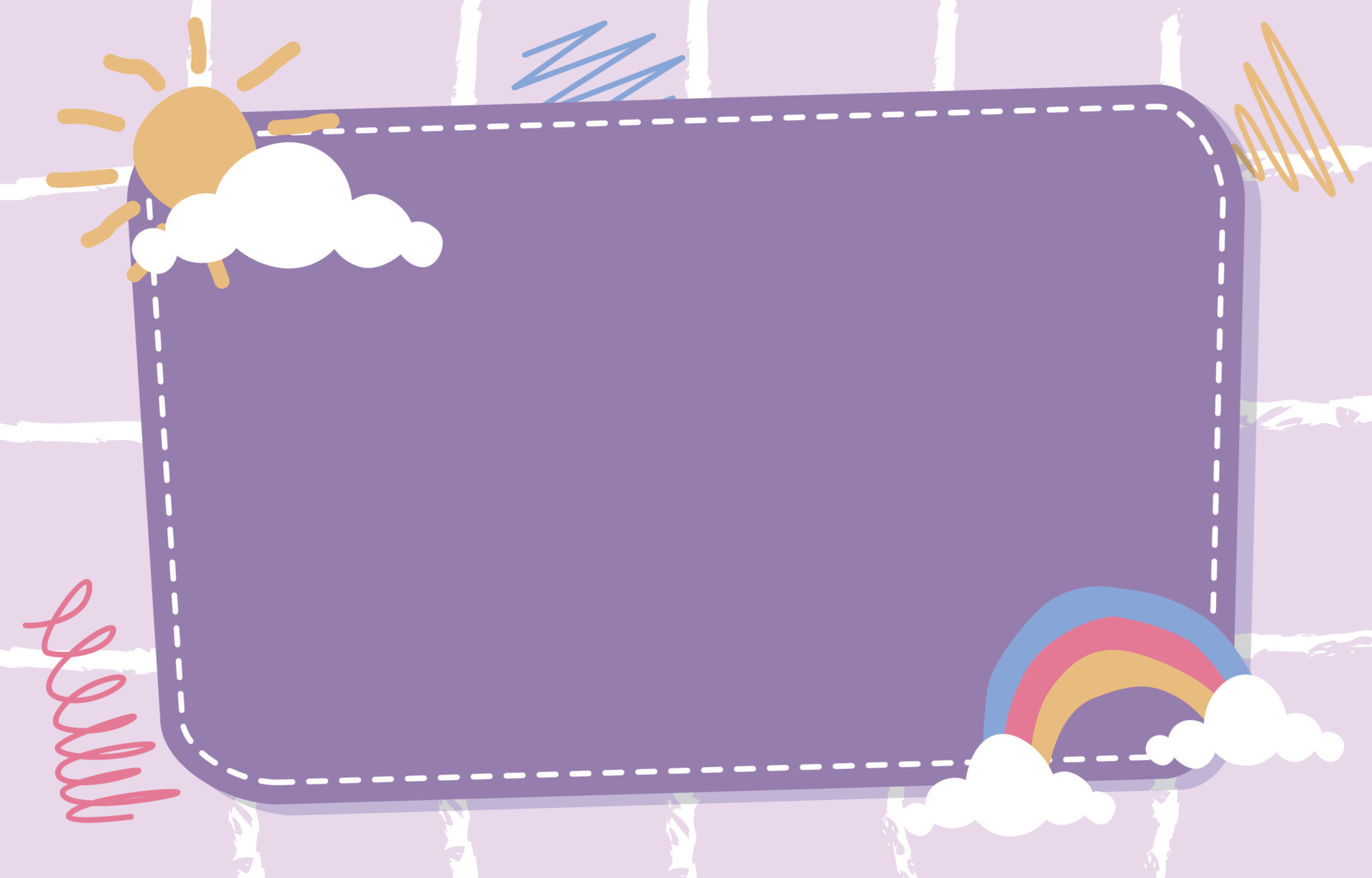 Cute Rectangle Note Frame Background Sun Rainbow Cloud 6862463 ...