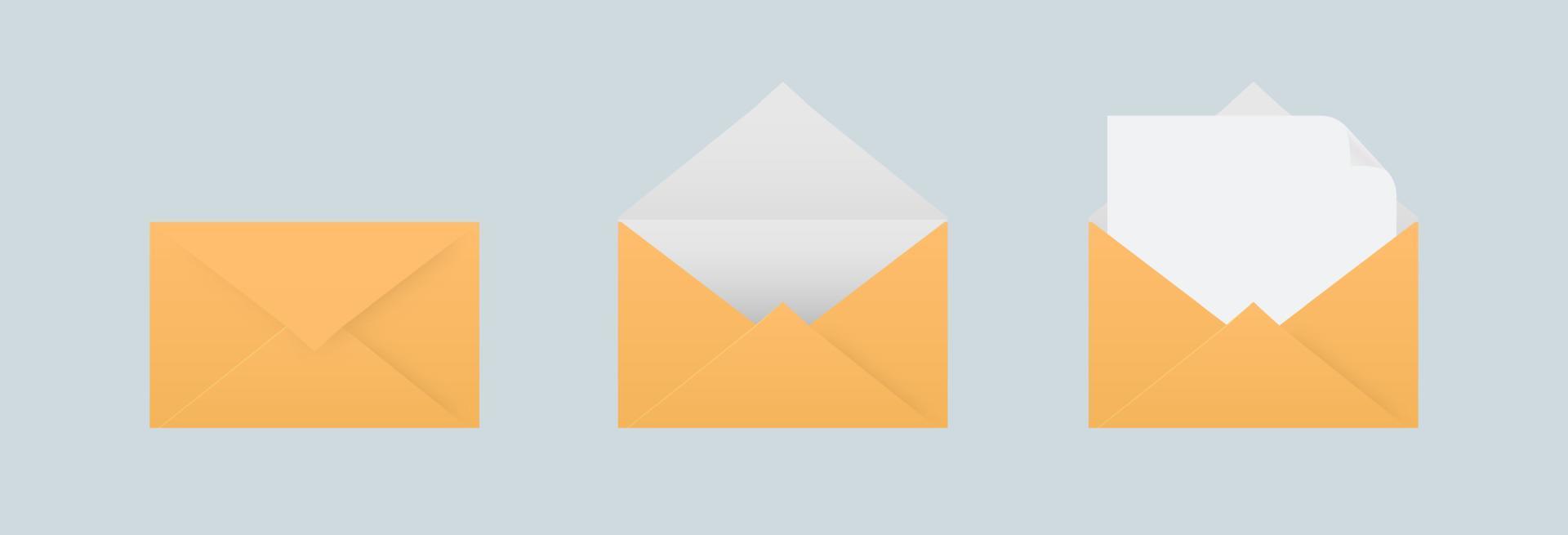 Message envelope or letter envelope collection in realistic style. vector
