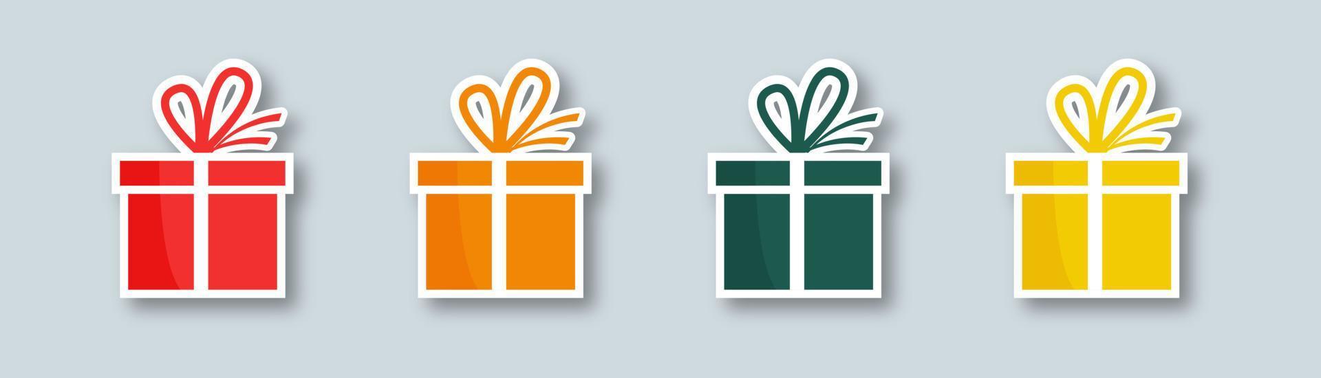 conjunto de icono de vector de caja de regalo con cinta. elementos vectoriales aislados.