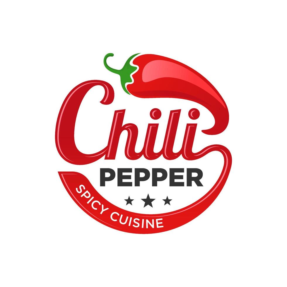 Chili Pepper Logo Template. Hot chili pepper design on white background. Vector illustration.