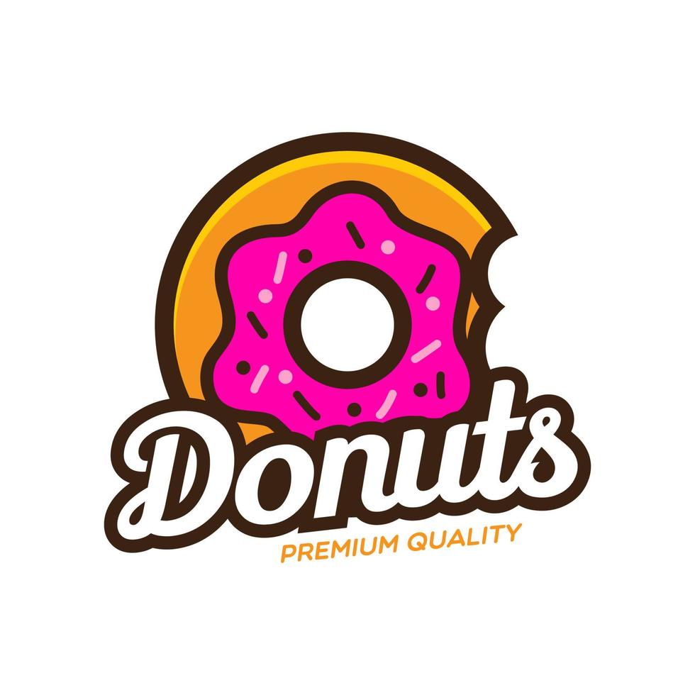 donut donut con el diseño del logotipo del icono de la corona del rey en la ilustración de imágenes prediseñadas de estilo de línea de dibujos animados de moda moderna vector