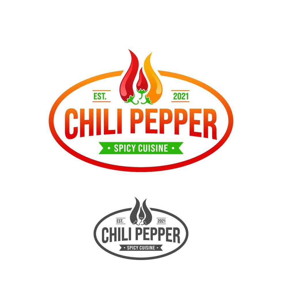 Chili Pepper Logo Template. Hot chili pepper design on white background. Vector illustration.