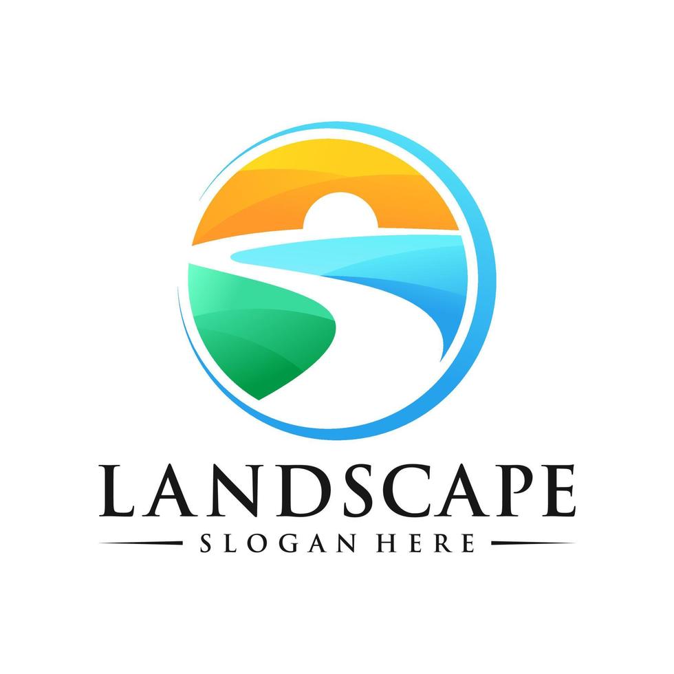plantilla de vector de ilustración de diseño de logotipo de paisaje