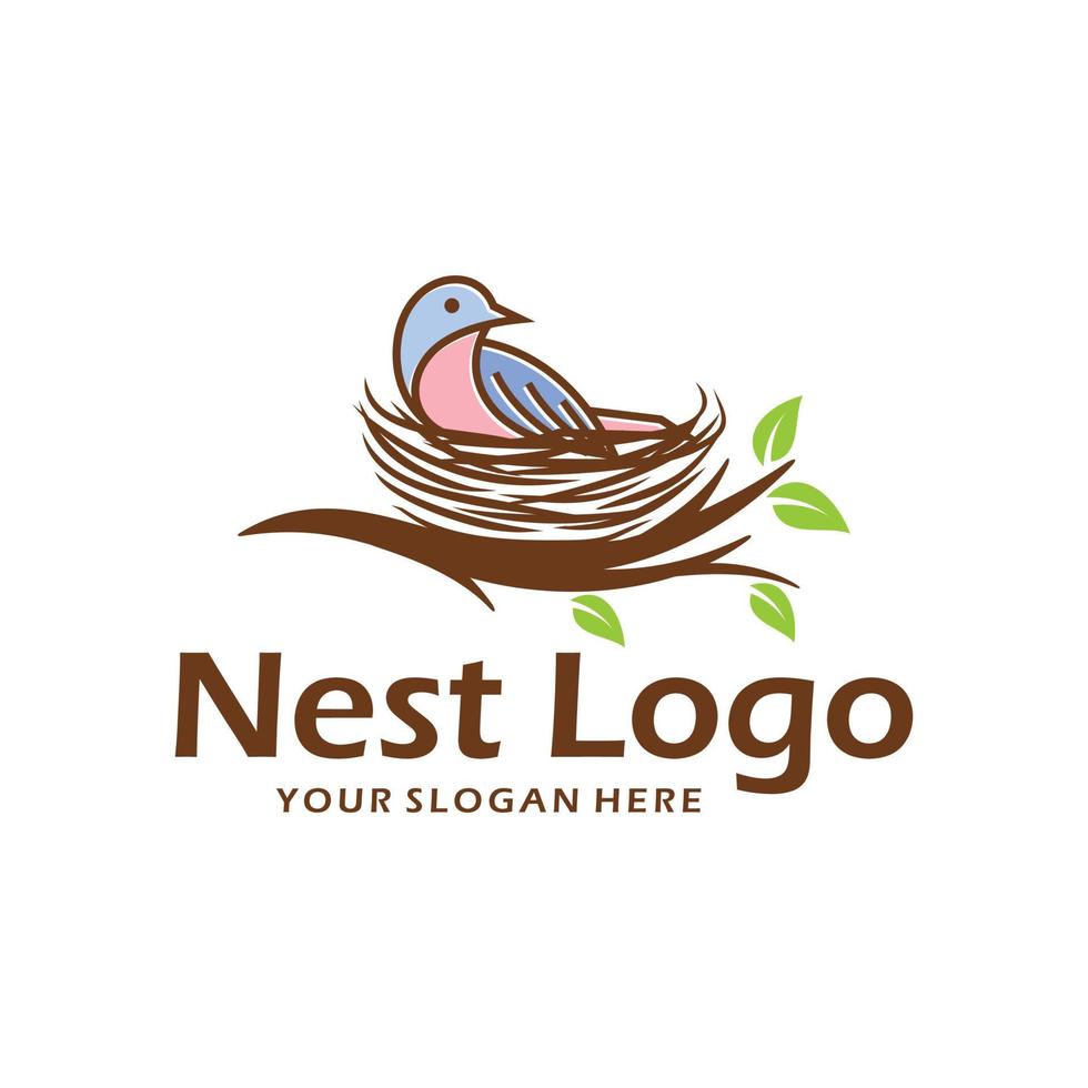 bird nest logo design vector illustration